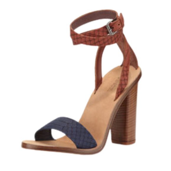 Vince Nava Snake Embossed Ankle-Wrap Heels - Picture 2 of 5